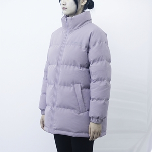 เสื้อแจ็คเก็ตผู้หญิงทรงยาวแบบควิลท์ ยี่ห้อฮอว์คอาย คอตั้ง ซิปยาว สีม่วงล้วน เสื้อโค้ทกันหนาว อุ่นสบาย - Product Image 2