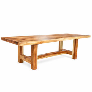 Table de salle à manger en bois de Suar massif naturel de haute qualité, style mid-century moderne et contemporain, plateau en dalle, au meilleur prix - Product Image 1