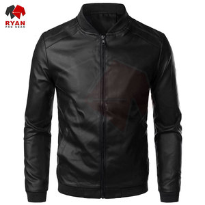 Veste en cuir pour homme avec logo personnalisé, finition premium, couleur unie, grande taille, OEM ODM, vente en gros - Product Image 4