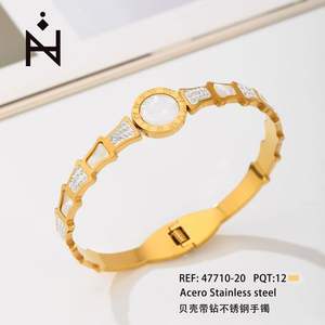 Bracciale in Acciaio Inossidabile con Diamanti a Conchiglia, Elegante PULSERA alla Moda - Product Image 1