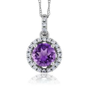 Collar con Colgante de Amatista Púrpura y Moissanita en Plata de Ley Chapada en Oro de 14K para Mujer, Elegante Regalo de Joyería Nupcial - Product Image 3