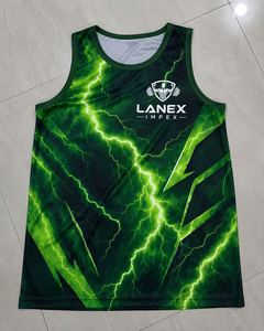 Camiseta de Gimnasio Personalizada con Estampado de Rayos Verdes para Hombre, Chaleco Deportivo Sublimado en 3D, Sin Mangas, para Entrenamiento Físico - Product Image 6
