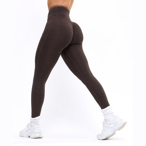 Ensemble de yoga pour femmes, taille haute, en spandex et polyester, sans couture, avec crop top dos nageur à col en V et leggings longs, tenue d'entraînement deux pièces - Product Image 3