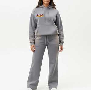 Hoodies et sweats pour femmes, ensembles de survêtements chauds à manches longues, crop top décontracté et pantalon de survêtement - Product Image 1
