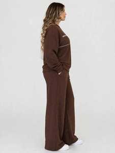 Ensemble de survêtement pour femme ONETEN APPARELS, col rond, marron, manches longues, coupe ample, décontracté, automne, 2 pièces - Product Image 2
