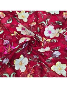 Tissu de luxe brodé en maille de polyester respirante, dentelle florale jacquard, pour robe de mariée, robe de soirée, matière textile de mode - Product Image 2