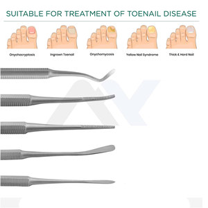 Kit de soin des ongles des pieds - Ensemble de 3 outils double-embout avec lime noire, nettoyeur d'ongles et rehausseur pour le nettoyage et le soin des ongles incarnés - Product Image 3