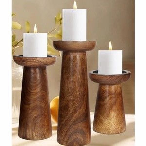 Portavelas de Madera de Mango al por Mayor |   Diseño Minimalista Hecho a Mano |   Al por Mayor - Product Image 1