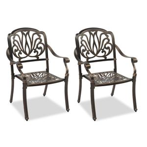 Ensemble de 2 chaises de salle à manger en aluminium moulé, empilables, avec accoudoirs, pour balcon, cour, jardin, terrasse - Product Image 1