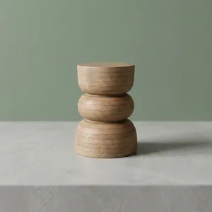 Modern <b>Round</b> Marble Top <b>Side</b> <b>Table</b> With Wooden Legs Midcentury Design Living Room Furniture - Product Image 1