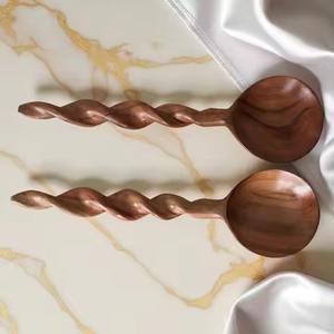 Cuillère de service polyvalente en bois naturel, ustensile de cuisine pour sauce, riz, curry, soupe, cuillère en bois durable pour la cuisson - Product Image 2