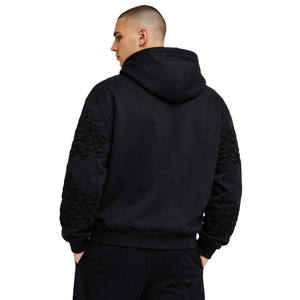 Sudadera con Capucha para Hombre de Algodón Grueso con Detalle de Chenilla Texturizada en las Mangas, Estilo Urbano, Fabricación Personalizada al por Mayor - Product Image 3