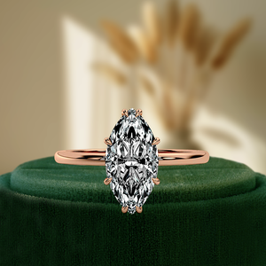 Anillo de Diamante de Laboratorio con Corte Marquesa de 1 Quilate, Anillo de Boda Clásico de Oro de 14K con Halo Oculto, Anillo Solitario de Novia Certificado por IGI - Product Image 3