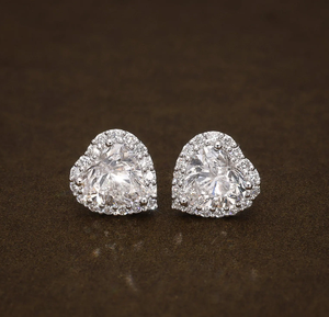 Bijoux fins, boucles d'oreilles en argent 925 avec diamants de laboratoire, taille brillant, couleur E - Product Image 1