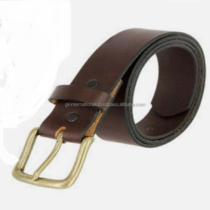 Ceinture décontractée en cuir pour hommes, noir ou marron, à grain supérieur, fait à la main, avec bouton-pression réglable, boucle en nickel ou en laiton - Product Image 3