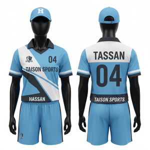 Ensemble de cricket pour femmes, 180 GSM, polyester respirant, maille, bleu ciel, blanc, noir, panneaux diagonaux contrastés, impression par sublimation, logo. - Product Image 6