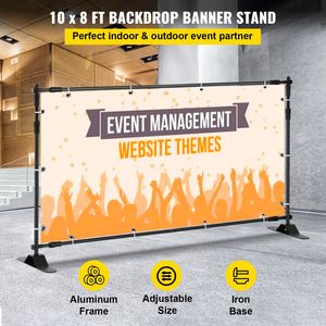"Adjustable 10x8ft Backdrop Banner Stand for Trade Shows Exhibitors & Photo Booths-Step <b>Repeat</b> Flags (Polyester)" - Product Image 2