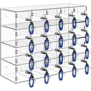 Armadietto a Muro per Cellulari con 20 Scomparti in Acrilico, Serrature e Chiavi per Ufficio, Aula e Palestra - Product Image 3