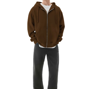 Sudadera con capucha de forro polar con cremallera extragrande para hombre con logotipo personalizado, estilo casual urbano. - Product Image 5