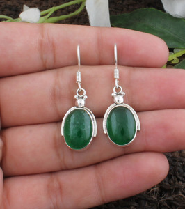 Pendientes de Jade Verde Natural, Plata de Ley 925, Jade Genuino Tipo A, Joyería al por Mayor, Fabricante, Nueva Llegada - Product Image 5