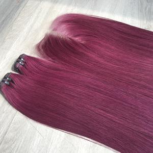 Extensiones de cabello virgen Remy crudo suave de Vietnam Venta en estilos rectos de hueso recto con rizos de ondas de colores resaltados - Product Image 4