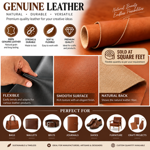 Cuir de vachette véritable de qualité supérieure, écologique, grain naturel, matière souple et flexible pour sacs, chaussures, portefeuilles, meubles et artisanat - Product Image 6