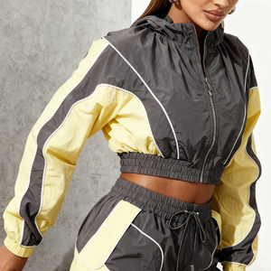 Ensemble de survêtement sportif pour femme, color block, manches longues, pantalon à cordon, polyester léger, tenue décontractée, tenue de printemps - Product Image 2