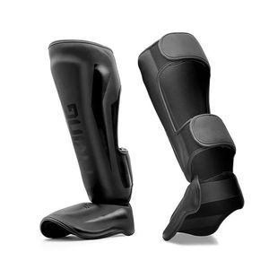 Protège-tibias tactiques noirs personnalisés et durables avec sangle élastique, logo, protection sportive pour adultes, protège-jambes et chauffe-jambes - Product Image 2