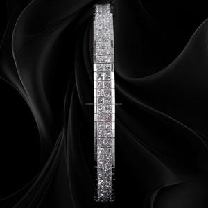 Pulsera de tenis con moissanita de corte princesa, plata de ley 925 con baño de rodio, joyería con incrustaciones, estilo hip hop, brillante, para fiesta, regalo de lujo para él y para ella - Product Image 2