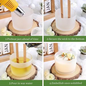 CONNOO Lot de 6 pots à bougies en verre dépoli à large ouverture avec kits de fabrication de mèches DIY - Product Image 3