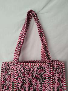 Sac fourre-tout en toile de coton imprimé fait main Modèle Tote11 Handicraftofpinkcity - Product Image 4