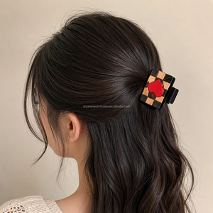 Pinza de Pelo con Diseño de Tablero de Ajedrez, Elegante y Hecha a Mano, Estilo Occidental, Accesorio para el Cabello, Regalo para Mujer, 2026 - Product Image 4