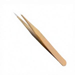 Pince à épiler dentelée en forme de C de précision Sholifas, pince à épiler courbée en acier inoxydable, outil d'extension de cils en volume 3D - Product Image 1