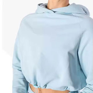 Sudaderas con Capucha Cortas Personalizadas para Mujer, 100% Algodón, Transpirables, Ecológicas, Tallas Grandes, para Entrenamiento, Tejido Jersey - Product Image 5