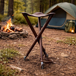 Premium handmade leather hunting stool folding <b>tripod</b> camping stool bulk supplier OEM custom outdoor furniture export quality - Product Image 6