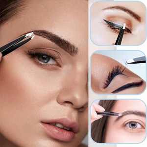 4 Piece Eyebrow Tweezers Set Stainless Steel Facial Hair Remover Ingrown Hair Plucking <b>Tool</b> with Carrying <b>Case</b> - Product Image 5