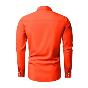 Camisas de Vestir Formales y Casuales para Hombre, Transpirables, de Satén Sólido, Tejidas, de Manga Larga, con Cuello Alto, Tallas Grandes, Antiarrugas, Ecológicas - Product Image 5