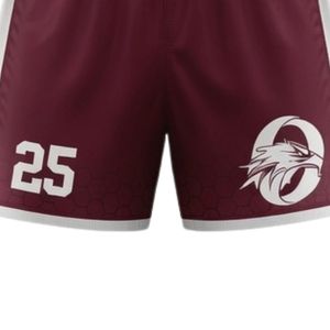Shorts de lacrosse unisexe bordeaux et blanc en polyester, coupe athlétique, vêtements de sport, uniforme d'équipe, entraînement et performance - Product Image 5