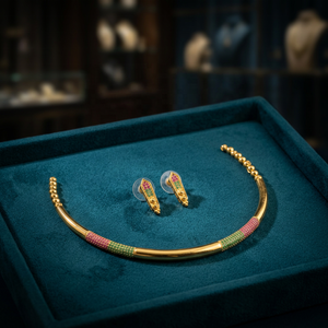 Conjunto de Collar, Pendientes y Anillo de Aleación Chapada en Oro Clásico con Incrustaciones de Perlas de Imitación, Diseño Geométrico y Engaste de Garra para Mujer - Product Image 3