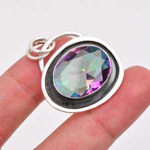 Rainbow Mystic Topaz Pendant 925 Sterling Silver Handmade Gemstone Necklace Luxury Jewelry Gift For Women - Product Image 6