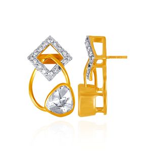 Pendientes Colgantes Geométricos Triangulares de Oro Amarillo de 18K con Halo de Diamantes Cultivados en Laboratorio con Corte Trillón, Joyería Fina para Mujer, Regalo de Boda - Product Image 3