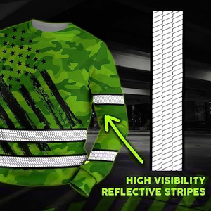 Custom Flag High Visibility Shirt Custom Name Reflective Safety Workwear <b>Runners</b> Walkers Sublimation Print Safety Shirts - Product Image 2