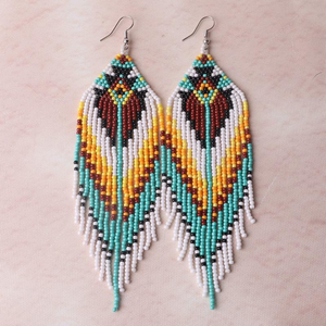 Boucles d'oreilles coréennes brodées, style bohème, avec pampilles, chaîne, bijoux raffinés, pour le quotidien, par MD HANDICRAFTS - Product Image 6