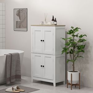 Mobile Bagno Moderno Bianco con 4 Ante in MDF e 2 Ripiani Regolabili - Product Image 2