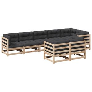 Ensemble de canapés de patio en bois de pin massif avec tissu Oxford crème et coton PP pour usage extérieur - Product Image 2
