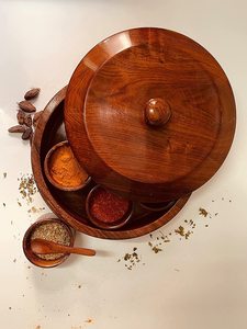 Customization Luxury Unique Design Wood <b>Antique</b> Wooden Compartment Presentation Spice Stockpile Box Dishwasher <b>Safe</b> Eco-Friendly - Product Image 6