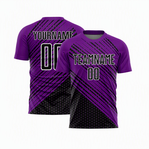 Custom Sublimated Soccer Jersey Blue Black Diagonal Stripe Unisex Crew Neck Short Sleeve Athletic Fit Team Name Number - Product Image 5