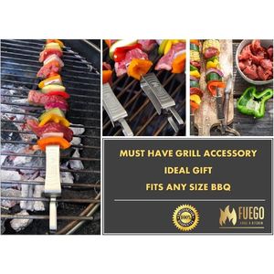 Spiedini per Barbecue in Acciaio Inox da 17 Pollici, Lame Piatte Scorrevoli, Riutilizzabili e Lavabili in Lavastoviglie, Spiedini per Grigliare Shish Kebab - Product Image 4