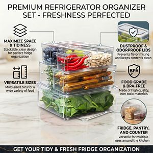 Reusable <b>Clear</b> Organizer Bins for Fridge Storage, Drawer Sorting & Shelf Arrangement - Product Image 6