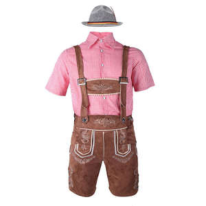 Traje Bávaro para Hombre para el Oktoberfest – Lederhosen de Cuero Genuino con Bordado Alpino Clásico y Artesanía Duradera - Product Image 1